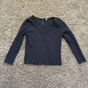 PacSun Dark Blue Ribbed Long Sleeve Top